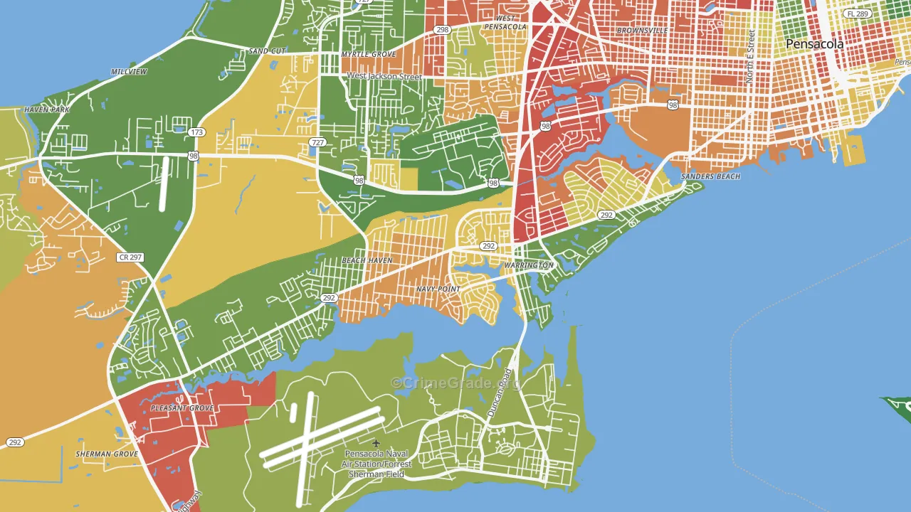 Warrington, FL Map of Drug-Related Crime Rates