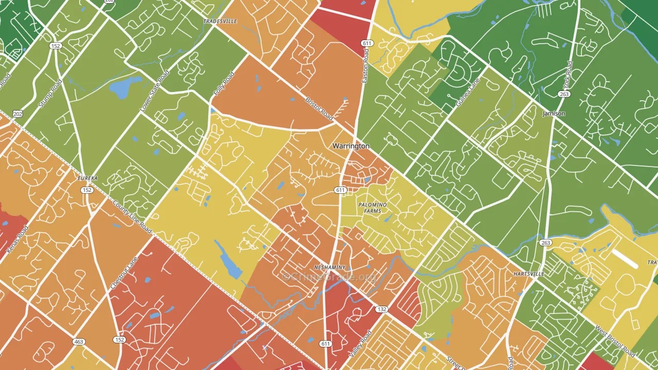 Warrington, PA Map of Drug-Related Crime Rates