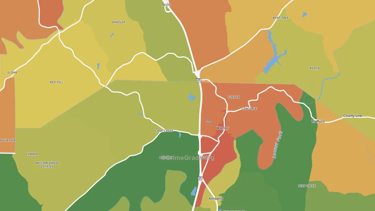 Warrior, AL Map of Drug-Related Crime Rates