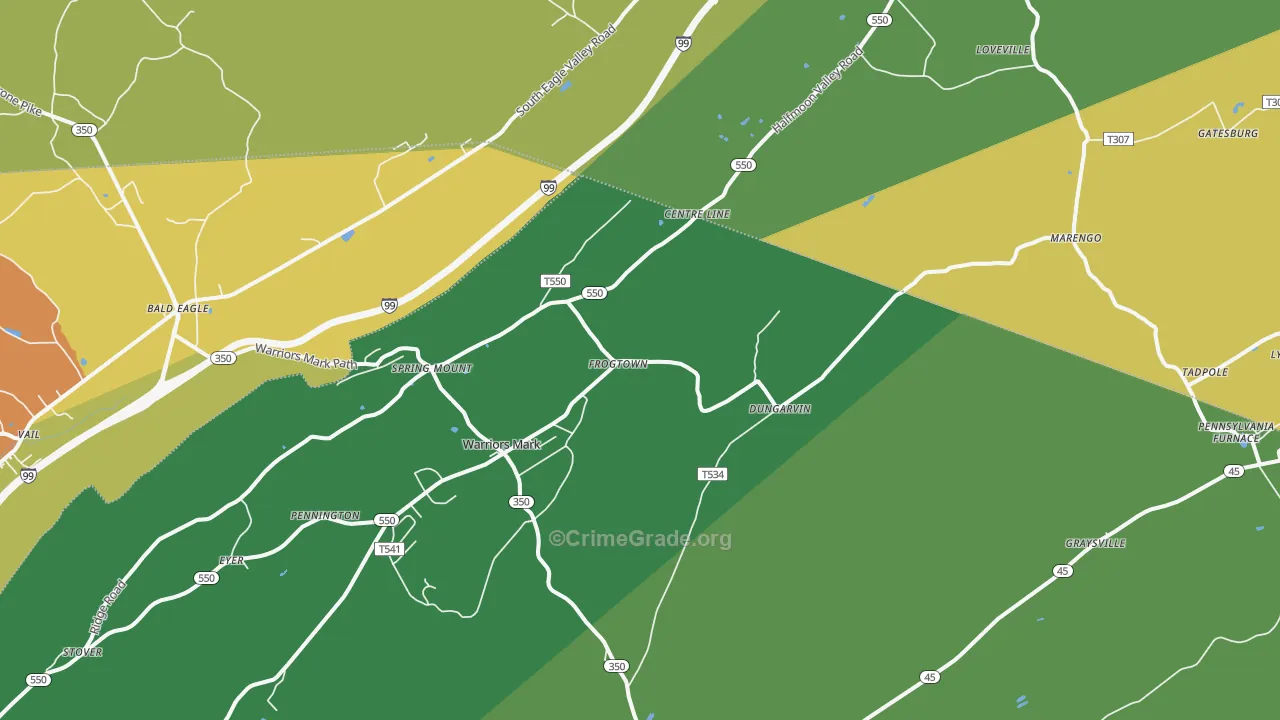 Warriors Mark, PA Map of Drug-Related Crime Rates