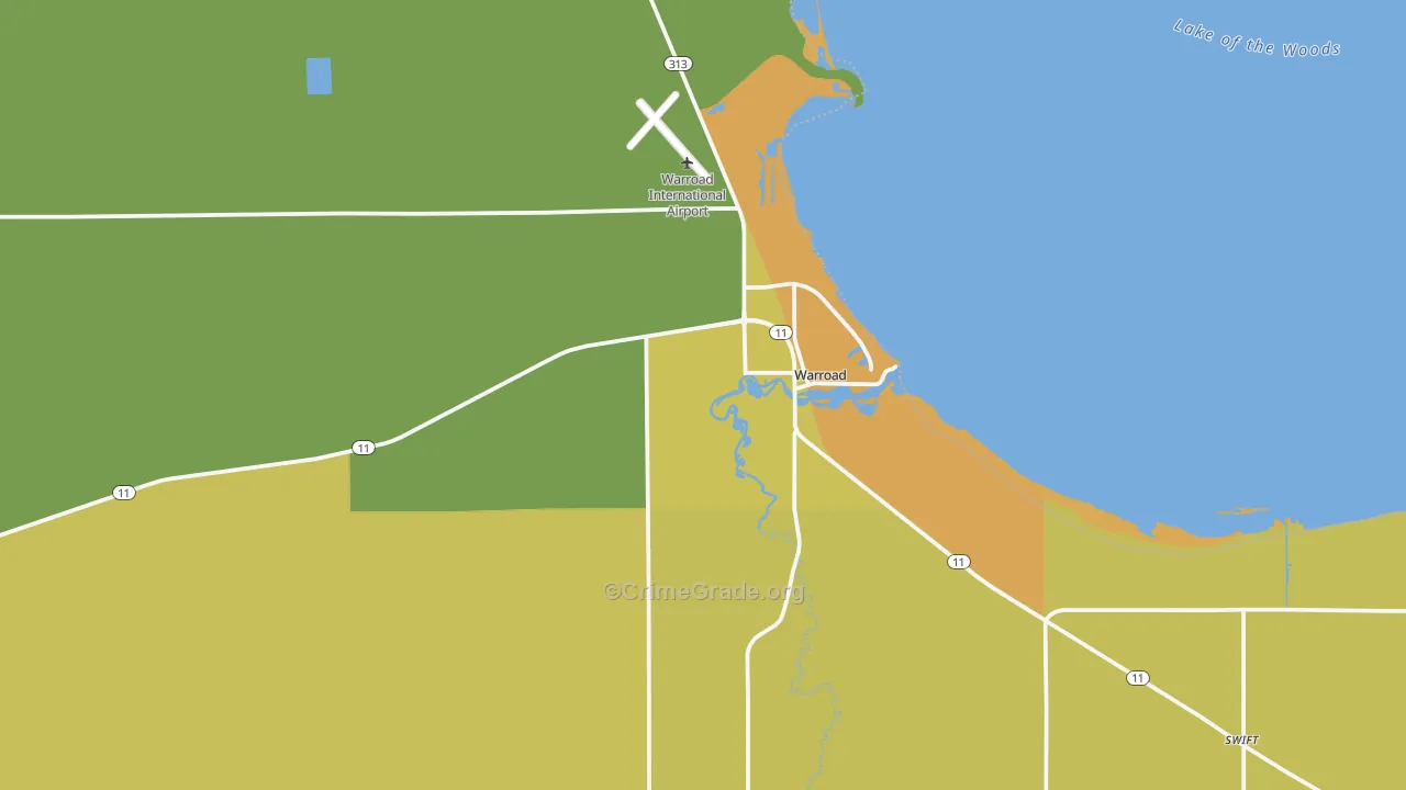 Warroad, MN Map of Drug-Related Crime Rates