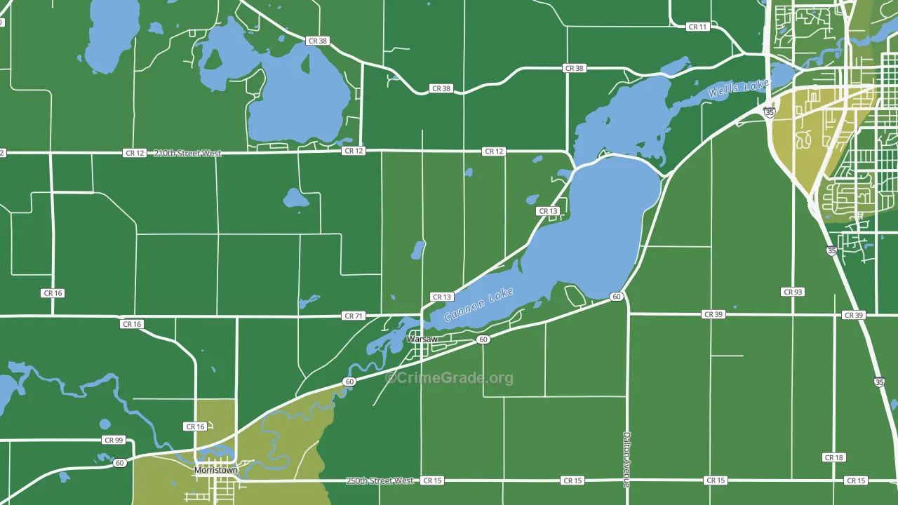 Warsaw, MN Map of Drug-Related Crime Rates