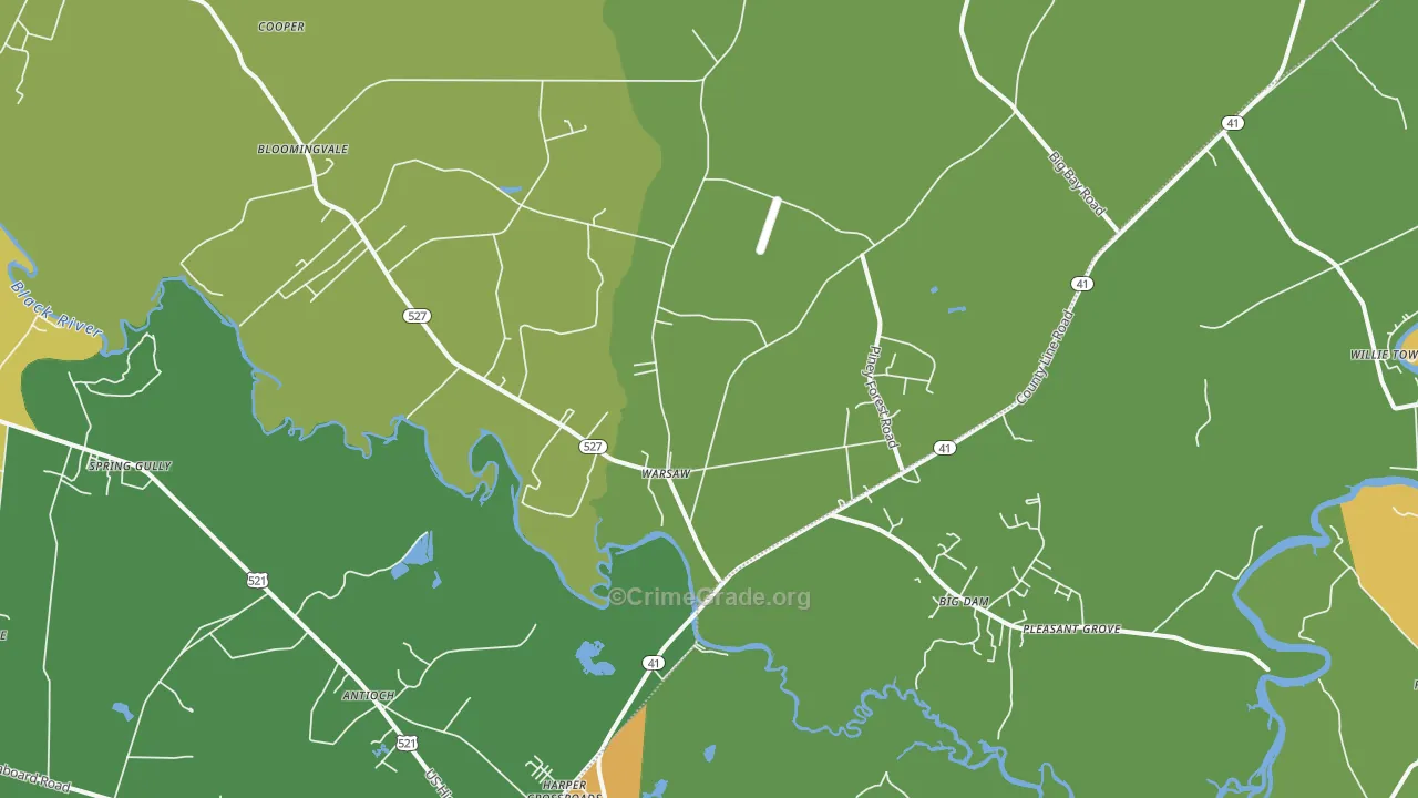 Warsaw, SC Map of Drug-Related Crime Rates