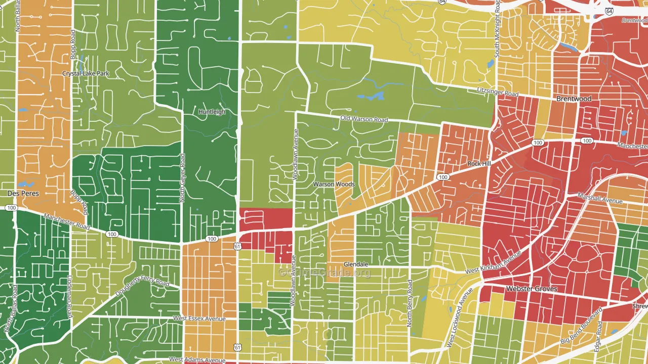 Warson Woods, MO Map of Drug-Related Crime Rates