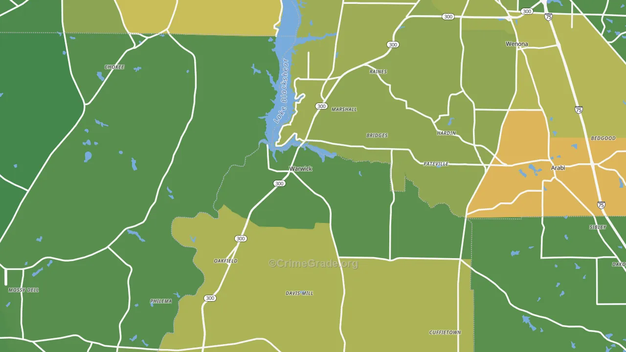 Warwick, GA Map of Drug-Related Crime Rates