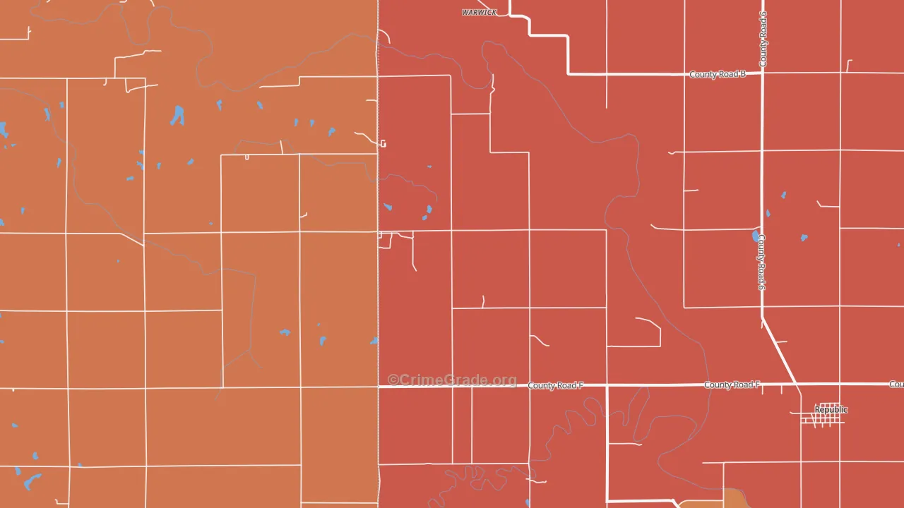 Warwick, KS Map of Drug-Related Crime Rates