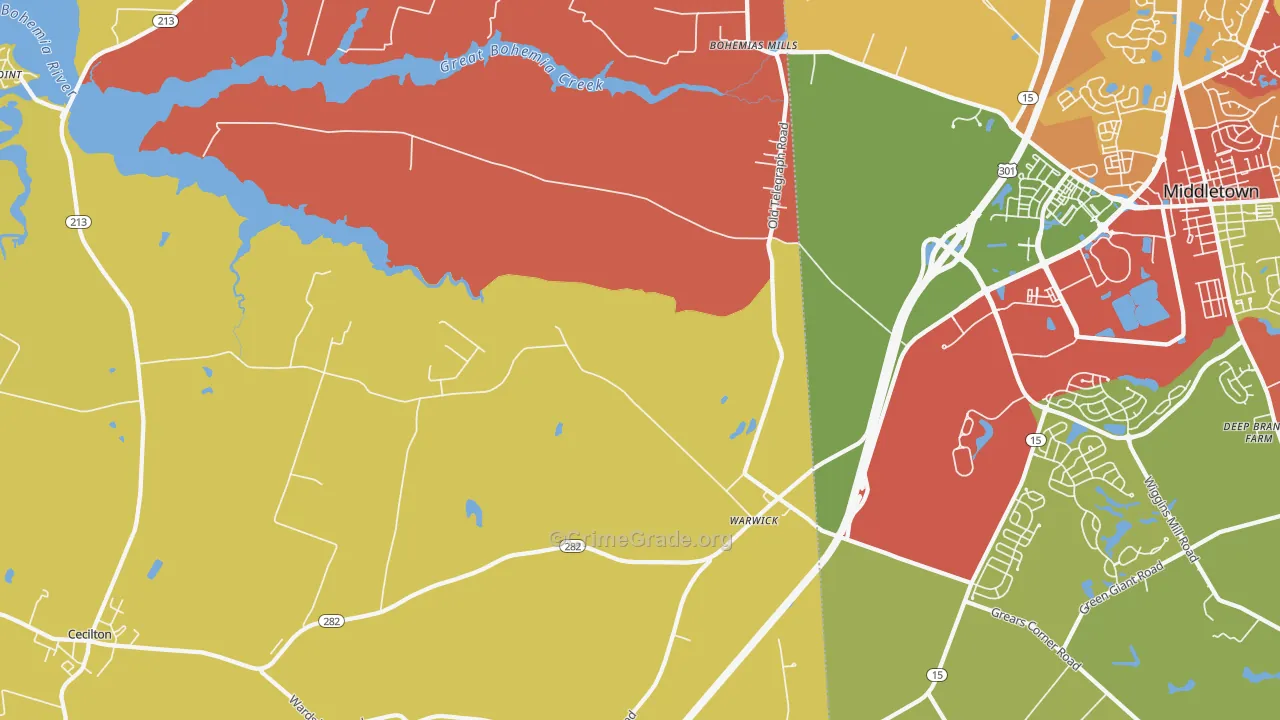 Warwick, MD Map of Drug-Related Crime Rates