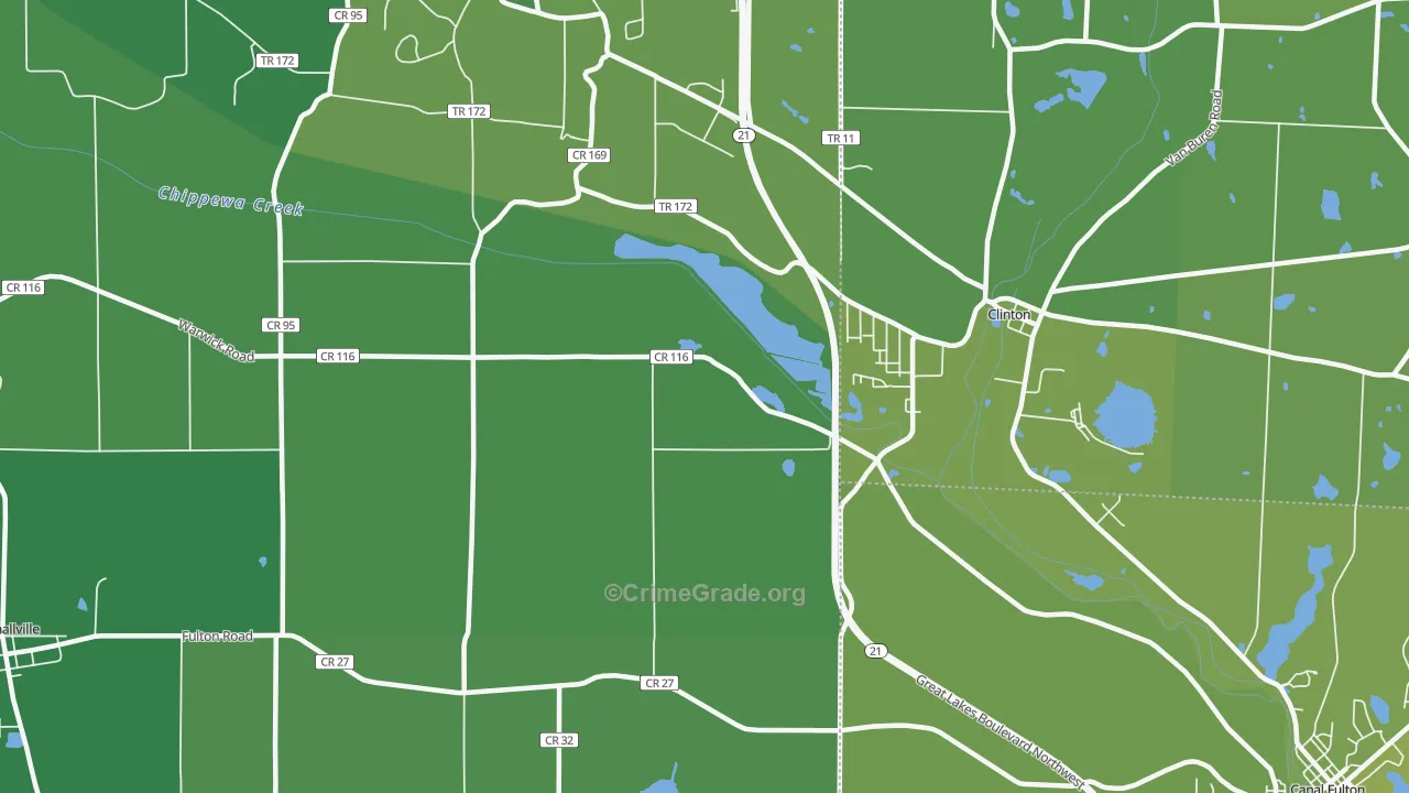 Warwick, OH Map of Drug-Related Crime Rates