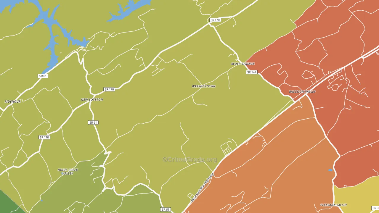 Warwicktown, TN Map of Drug-Related Crime Rates