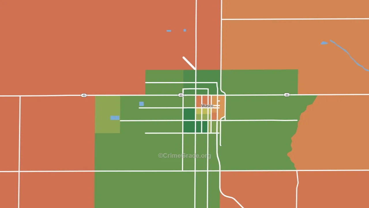 Wasco, CA Map of Drug-Related Crime Rates