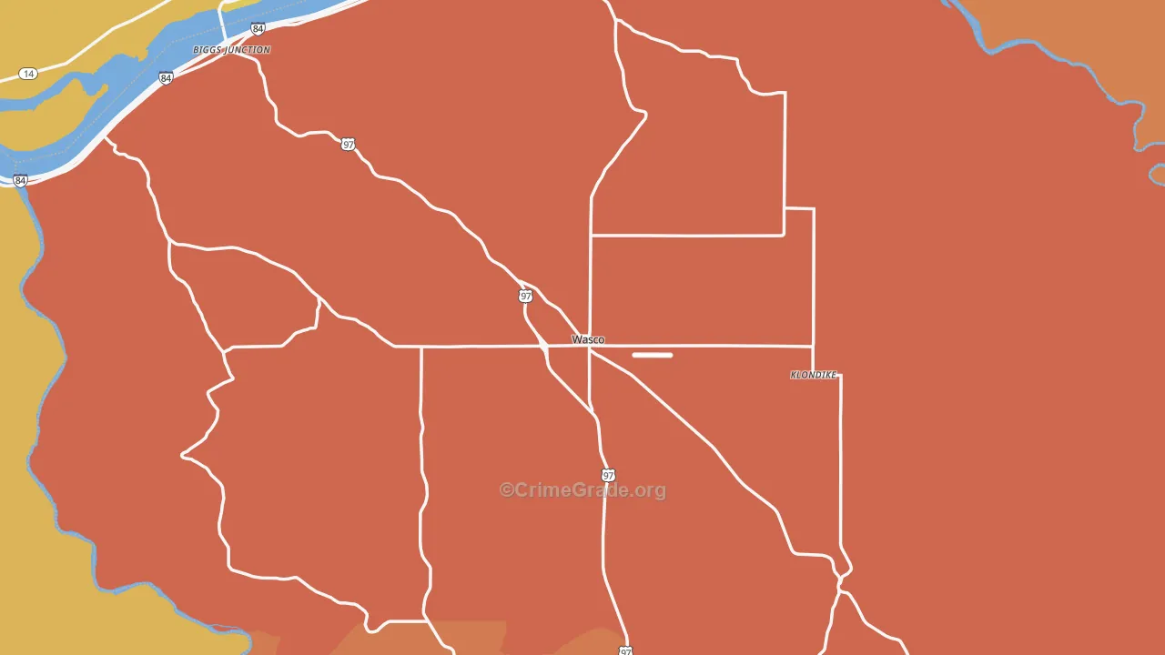 Wasco, OR Map of Drug-Related Crime Rates