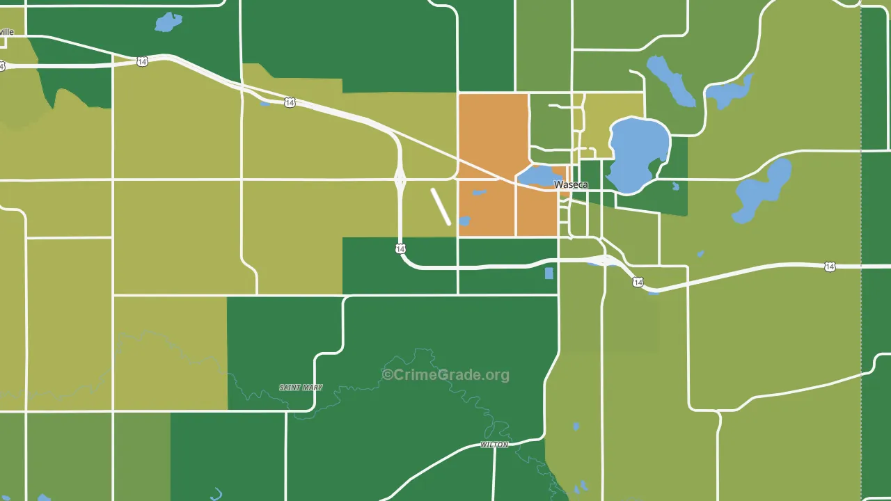 Waseca County, MN Map of Drug-Related Crime Rates