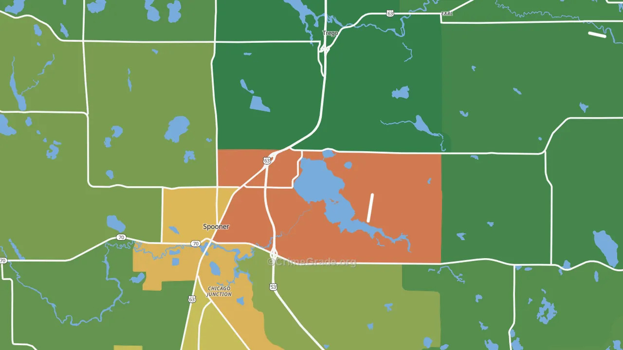 Washburn County, WI Map of Drug-Related Crime Rates