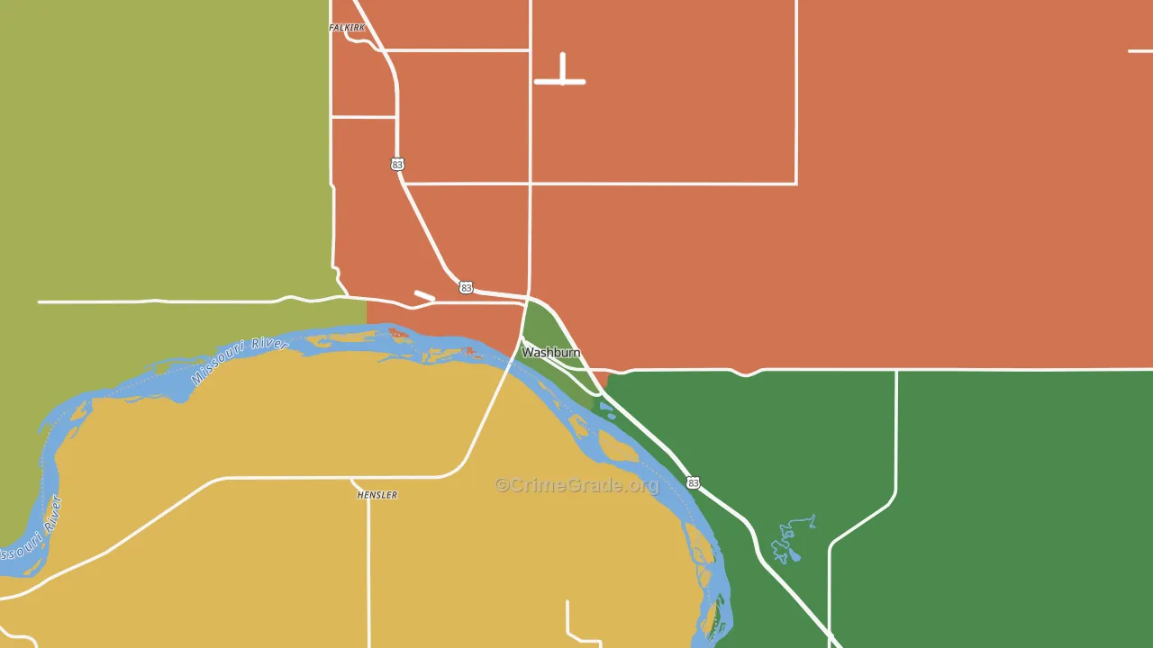Washburn, ND Map of Drug-Related Crime Rates