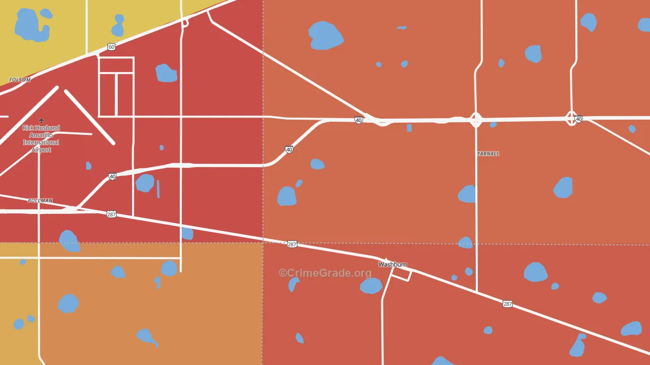 Washburn, TX Map of Drug-Related Crime Rates