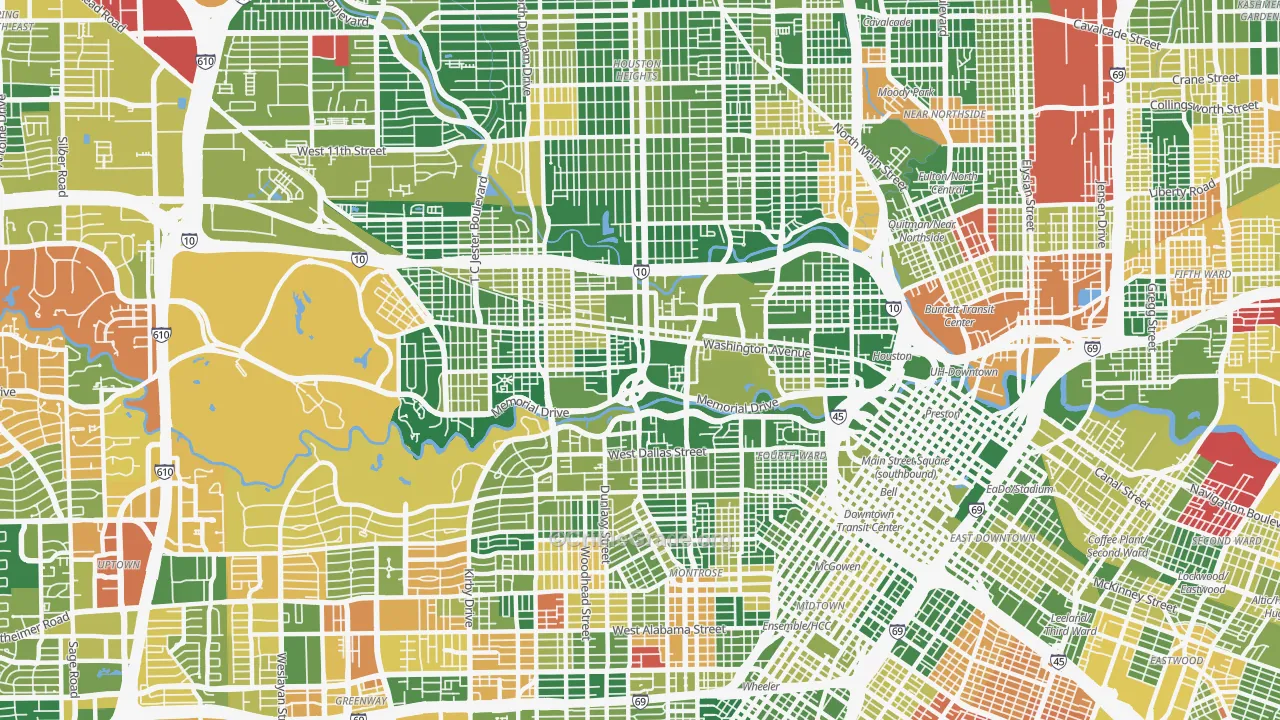 Washington Avenue-Memorial Park, Houston, TX Map of Drug-Related Crime Rates