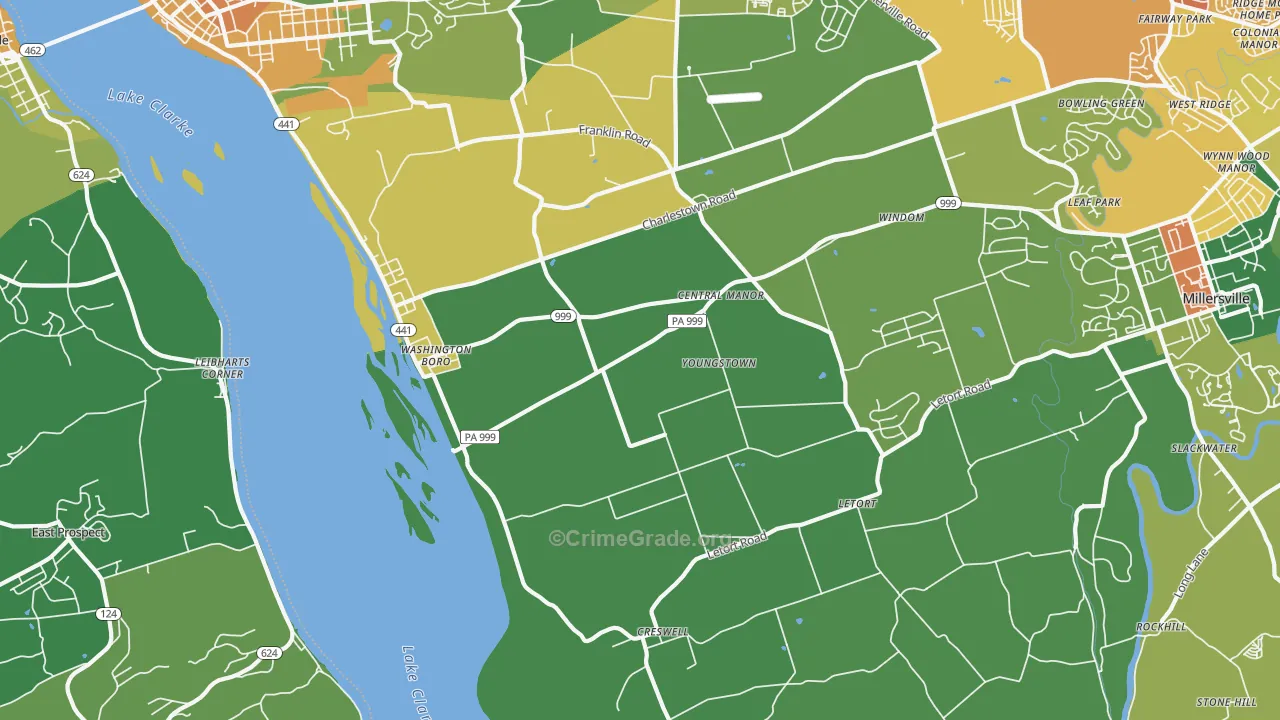 Washington Boro, PA Map of Drug-Related Crime Rates