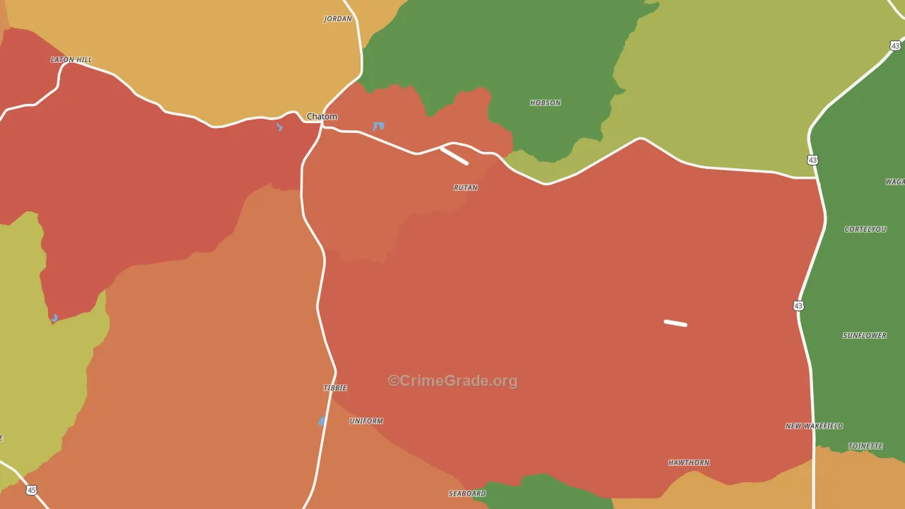 Washington County, AL Map of Drug-Related Crime Rates