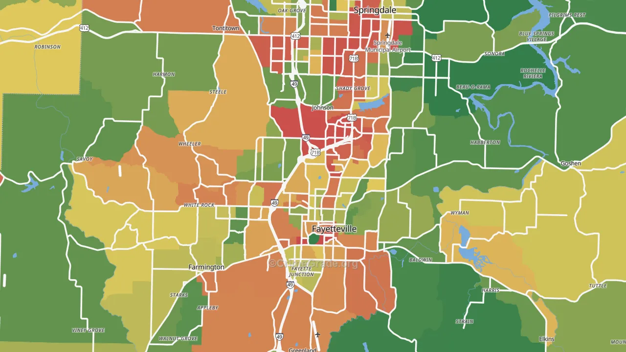 Washington County, AR Map of Drug-Related Crime Rates