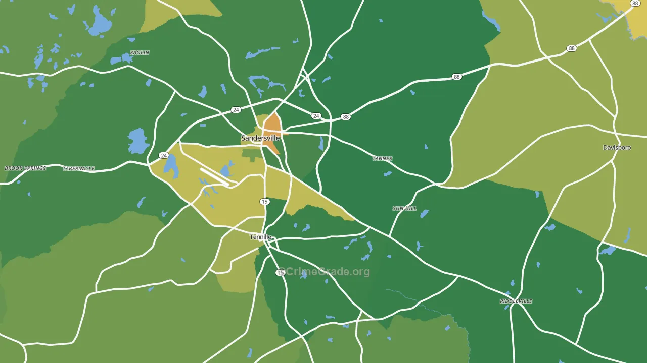 Washington County, GA Map of Drug-Related Crime Rates