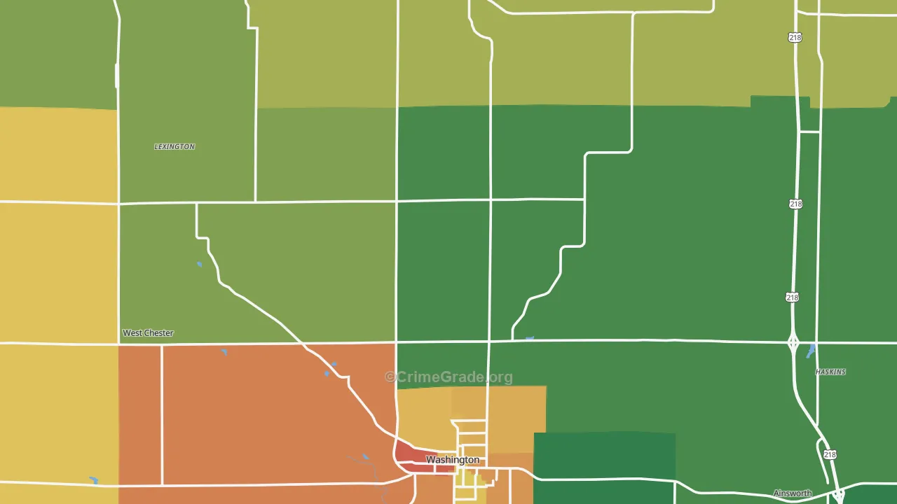 Washington County, IA Map of Drug-Related Crime Rates