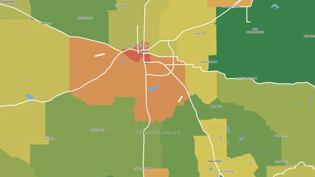 Washington County, IN Map of Drug-Related Crime Rates