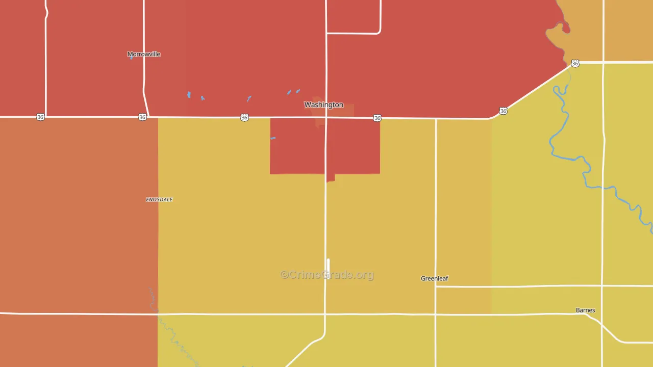 Washington County, KS Map of Drug-Related Crime Rates