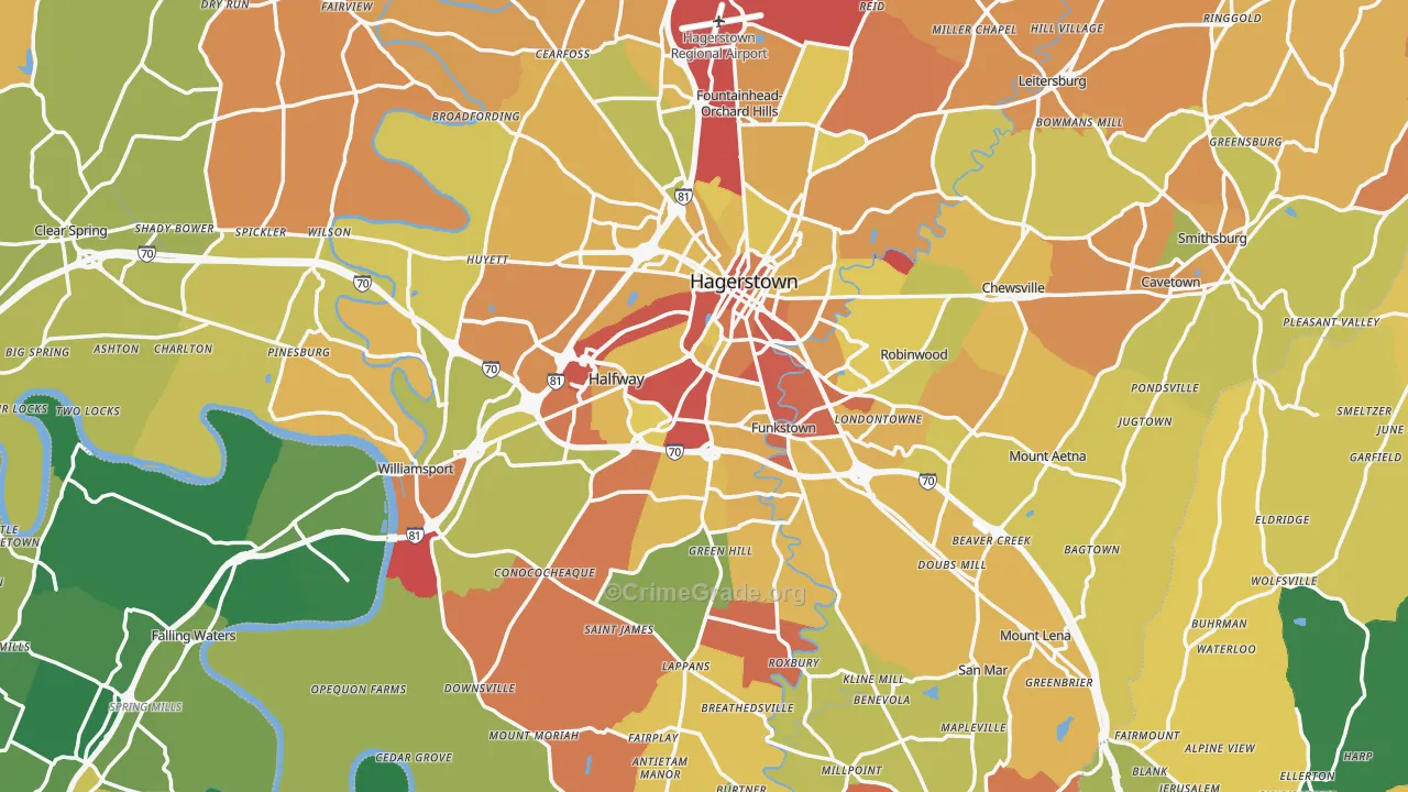 Washington County, MD Map of Drug-Related Crime Rates