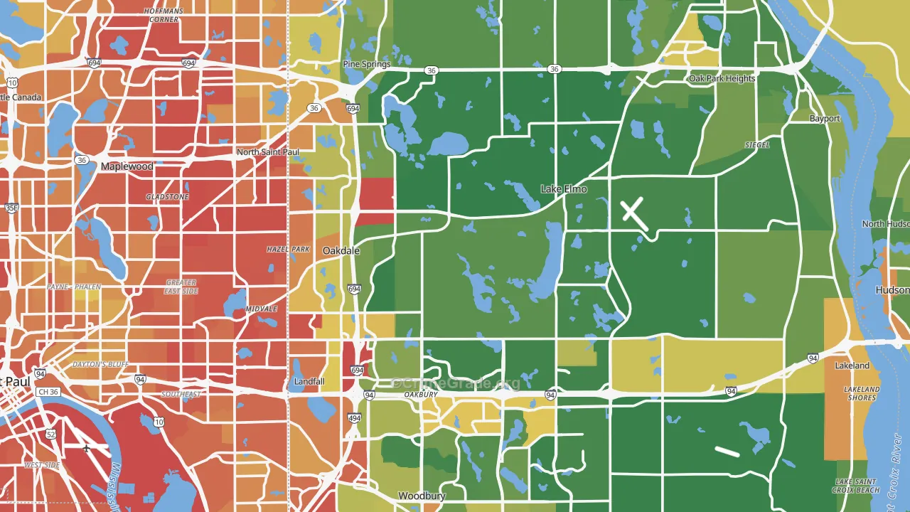 Washington County, MN Map of Drug-Related Crime Rates