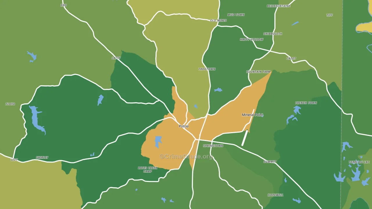 Washington County, MO Map of Drug-Related Crime Rates