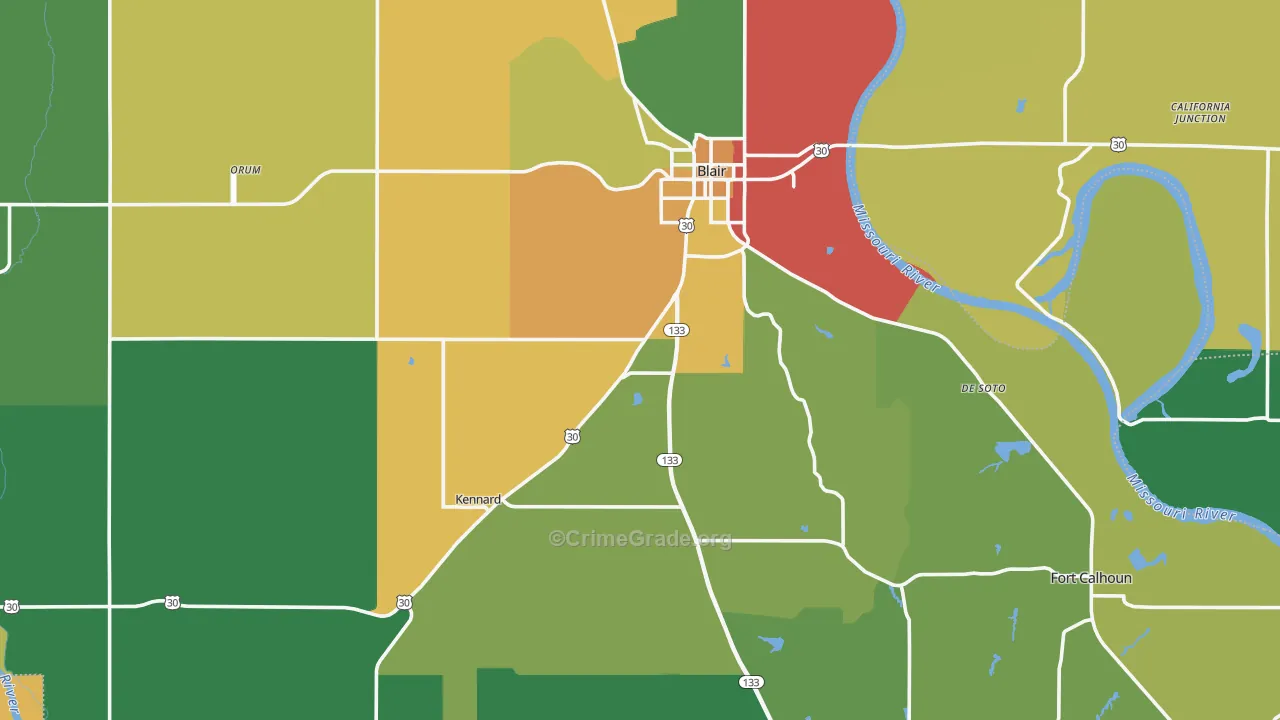 Washington County, NE Map of Drug-Related Crime Rates