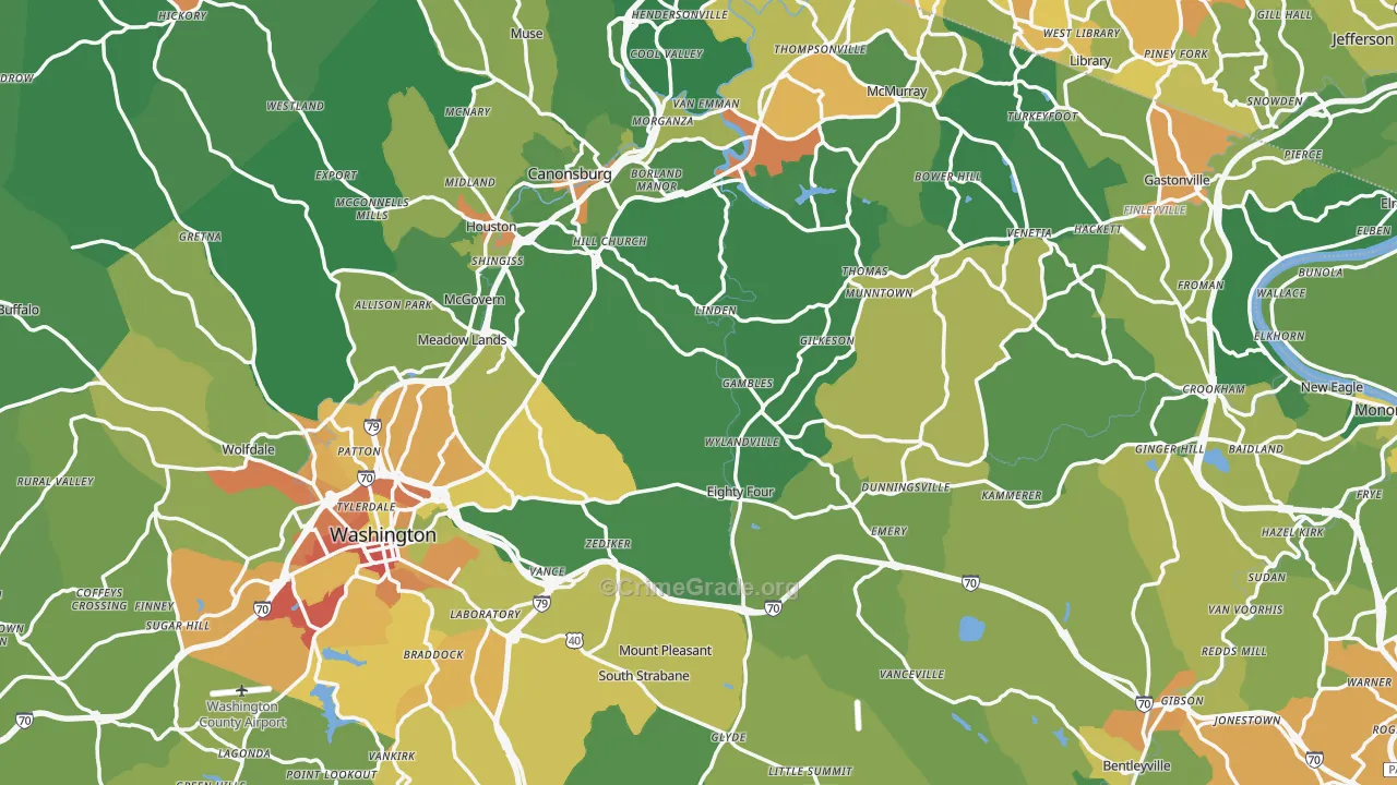 Washington County, PA Map of Drug-Related Crime Rates