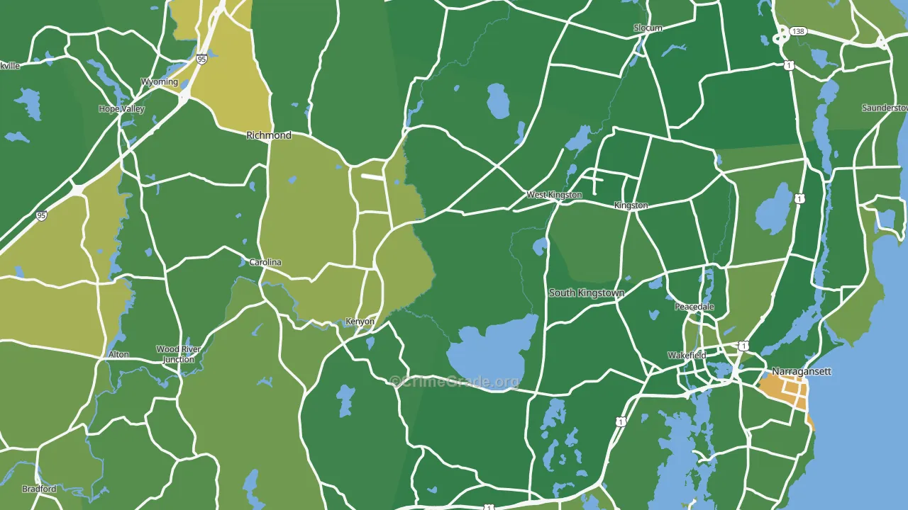 Washington County, RI Map of Drug-Related Crime Rates