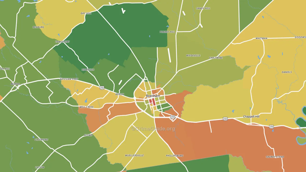 Washington County, TX Map of Drug-Related Crime Rates