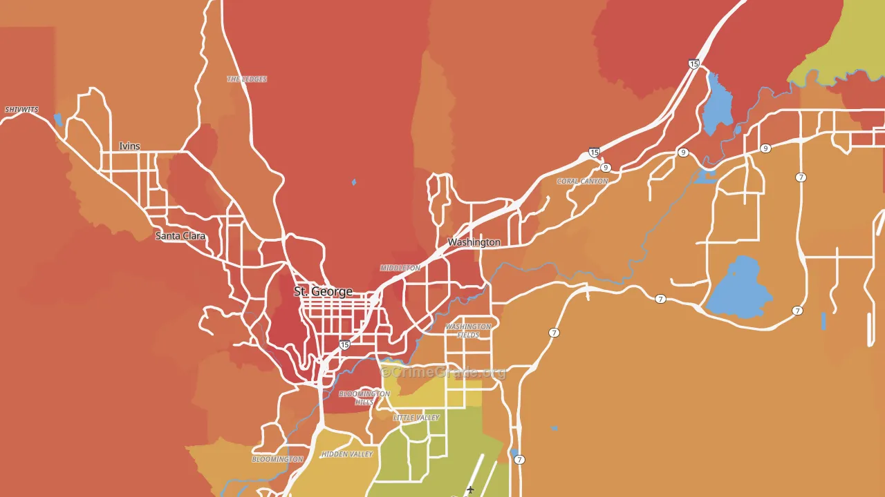 Washington County, UT Map of Drug-Related Crime Rates