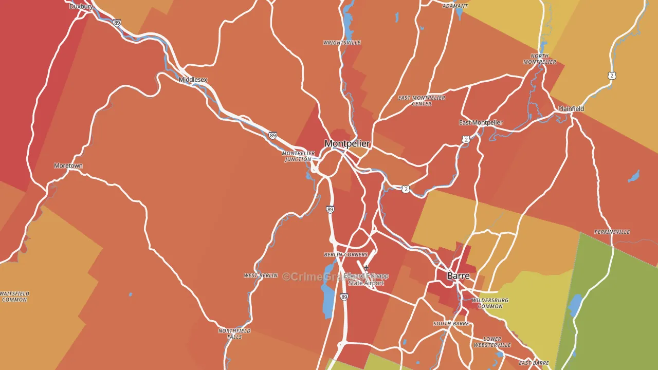 Washington County, VT Map of Drug-Related Crime Rates