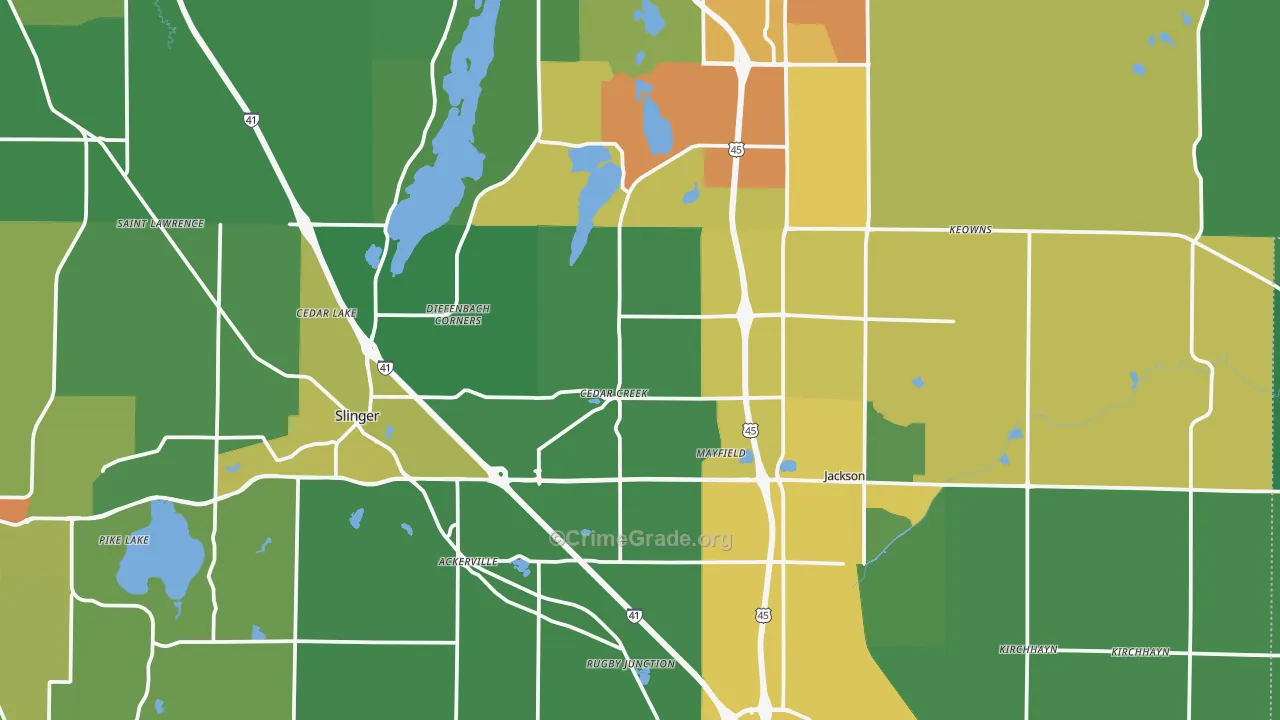 Washington County, WI Map of Drug-Related Crime Rates