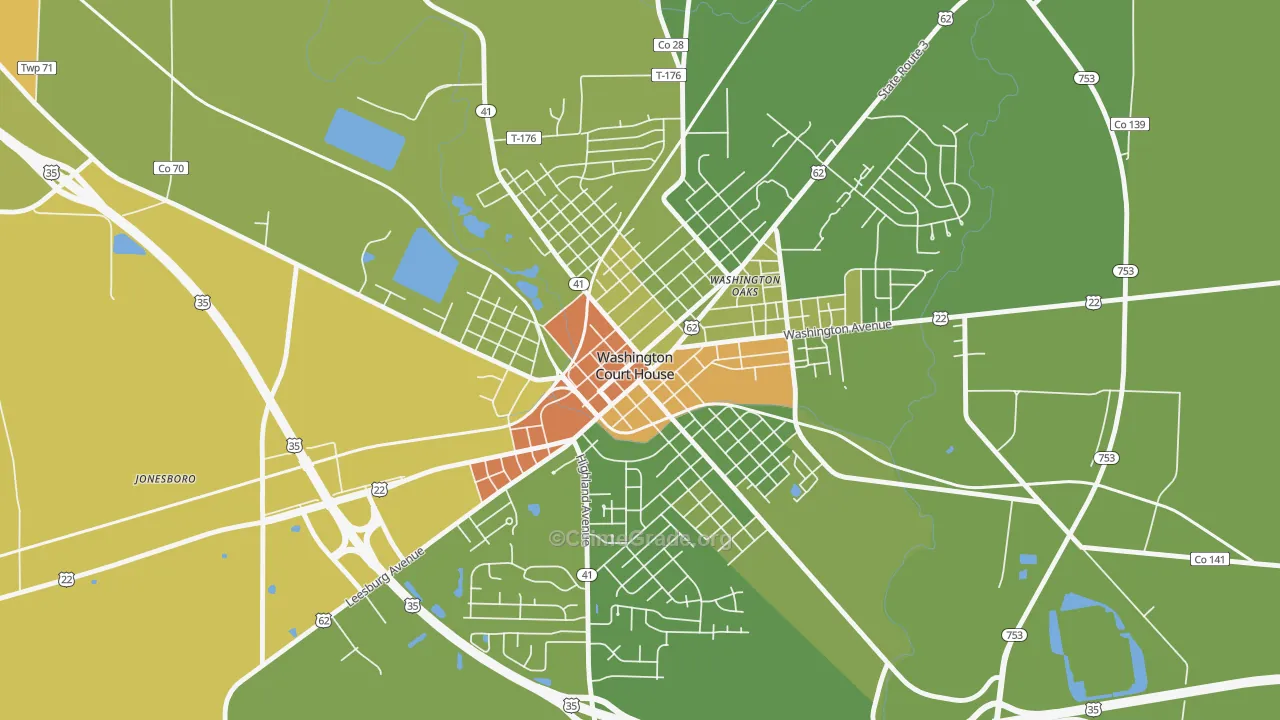 Washington Court House Historic District, Washington Court H Map of Drug-Related Crime Rates