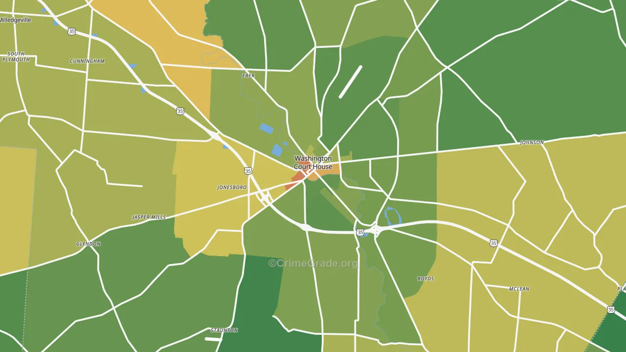 Washington Court House, OH Map of Drug-Related Crime Rates