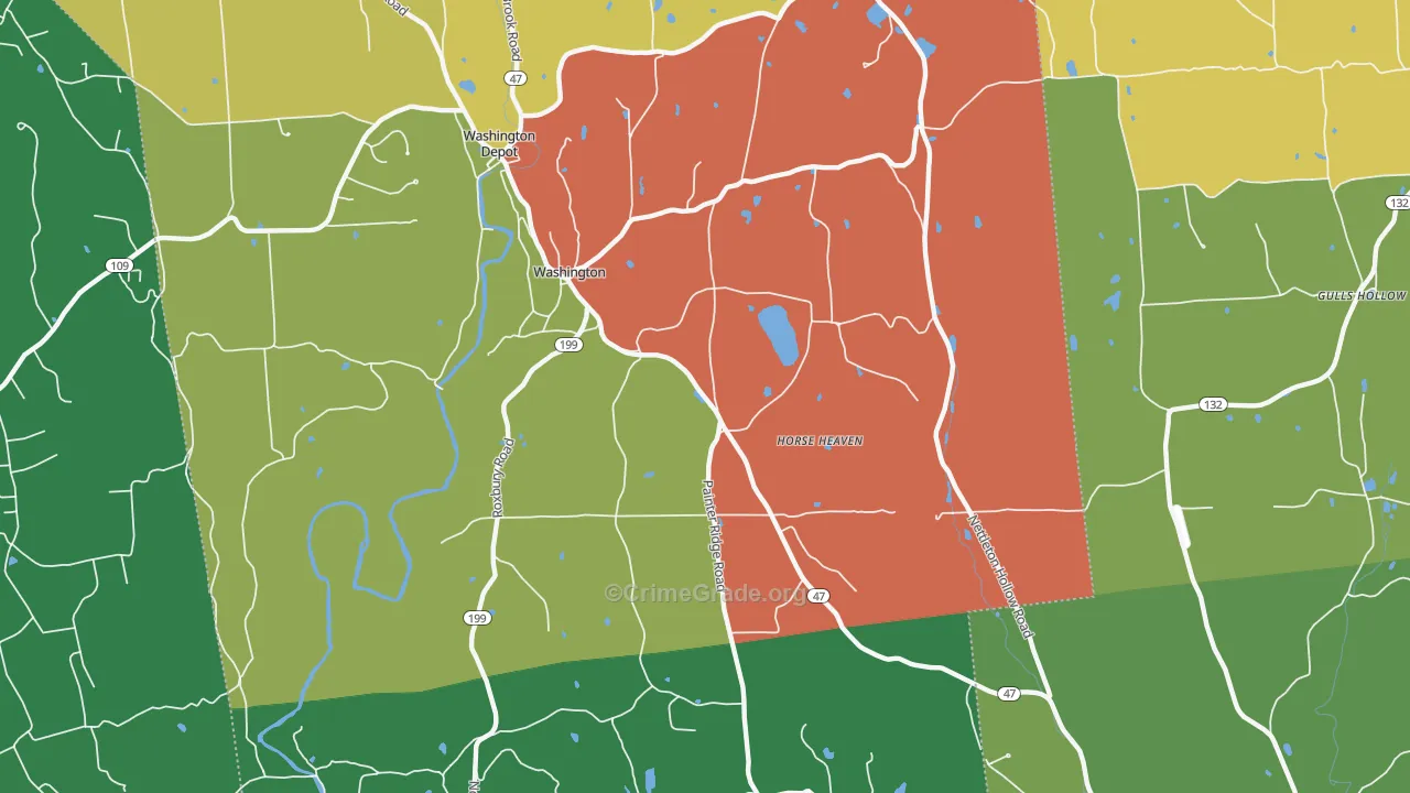 Washington, CT Map of Drug-Related Crime Rates