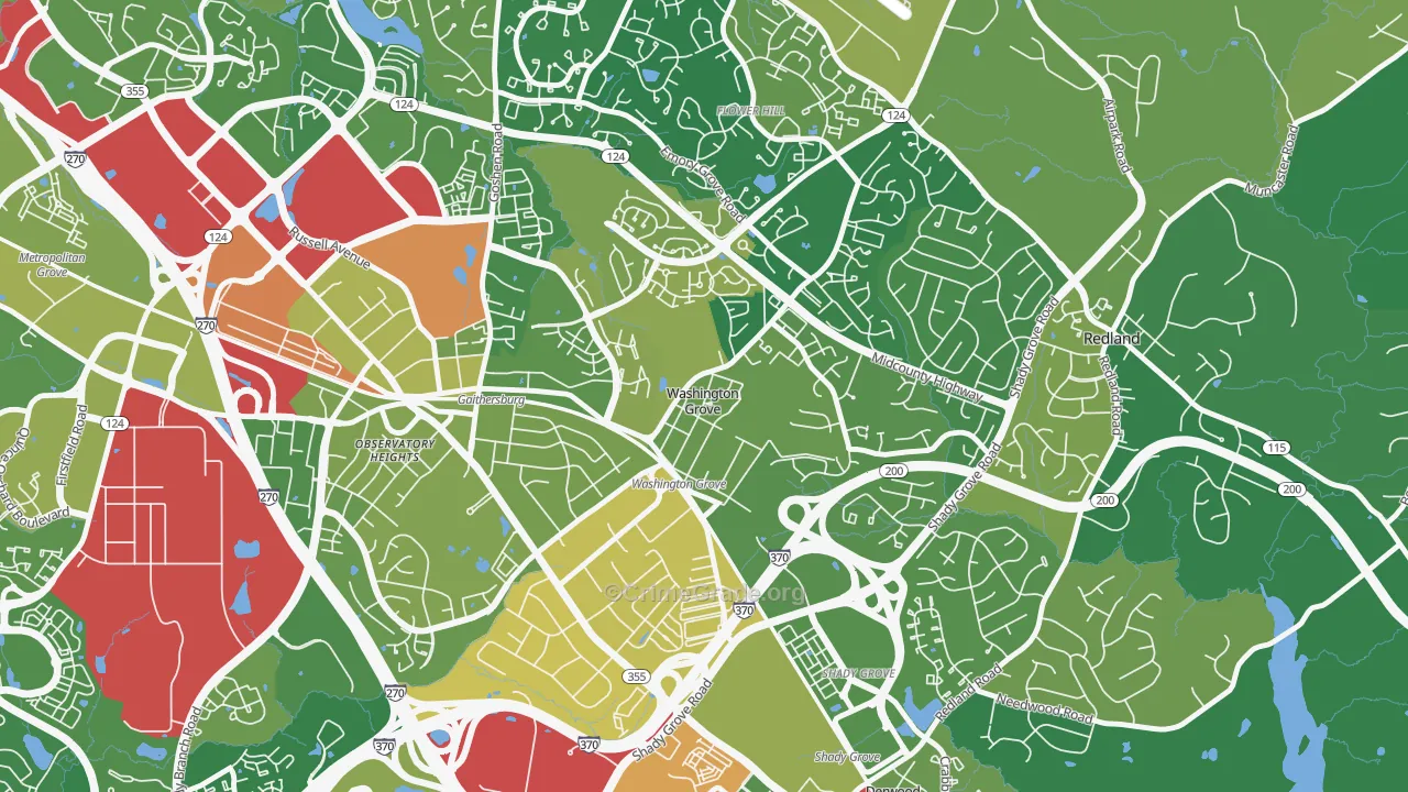 Washington Grove, MD Map of Drug-Related Crime Rates