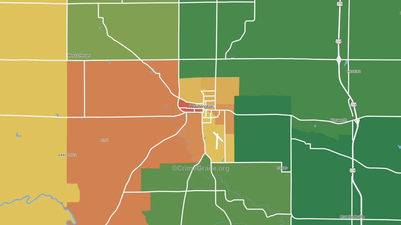 Washington, IA Map of Drug-Related Crime Rates