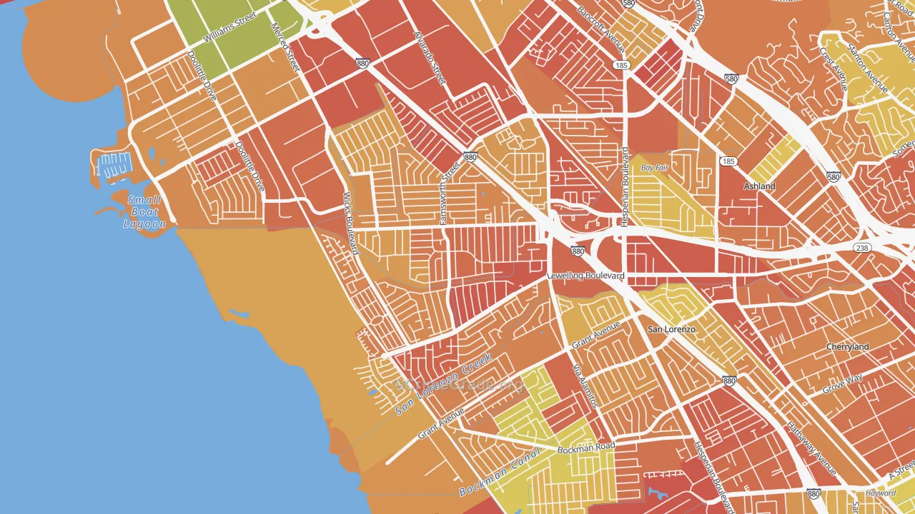 Washington Manor-Bonaire, San Leandro, CA Map of Drug-Related Crime Rates