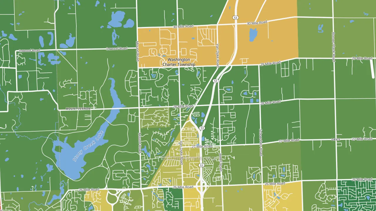 Washington, MI Map of Drug-Related Crime Rates