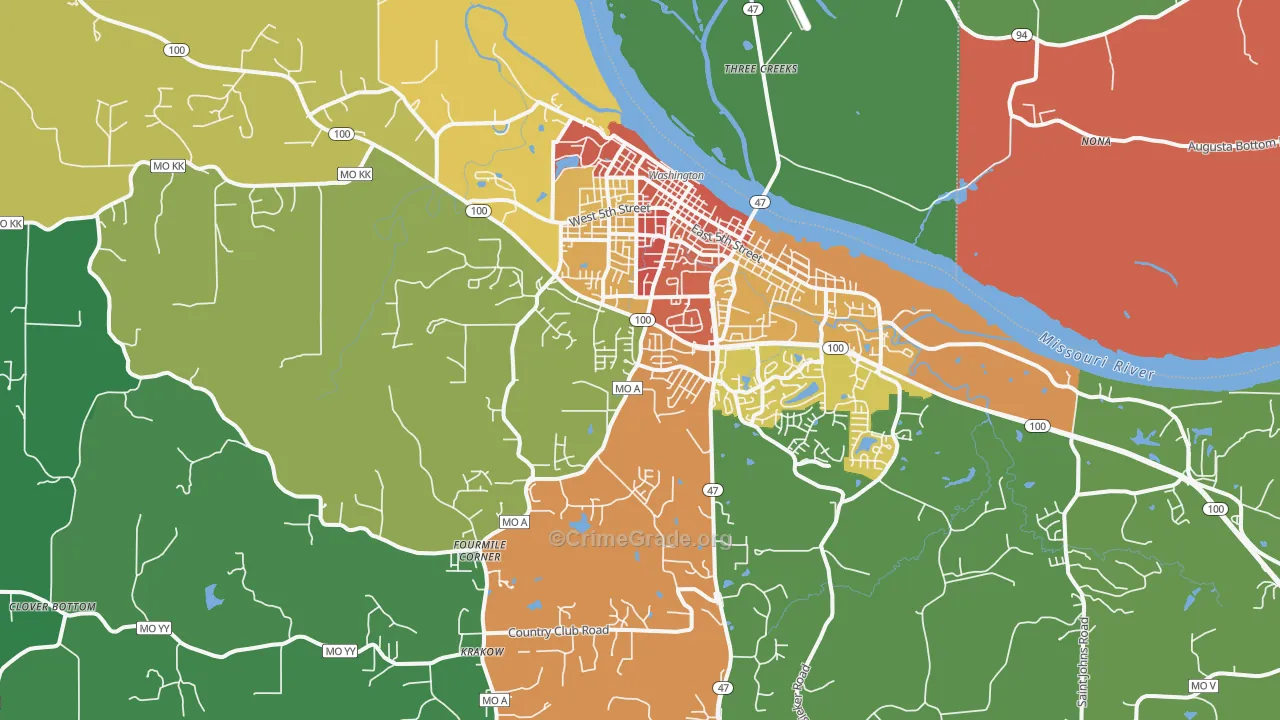 Washington, MO Map of Drug-Related Crime Rates