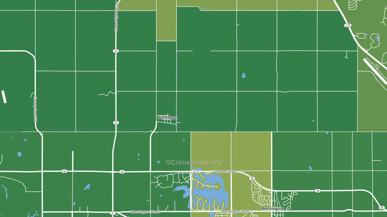 Washington, NE Map of Drug-Related Crime Rates