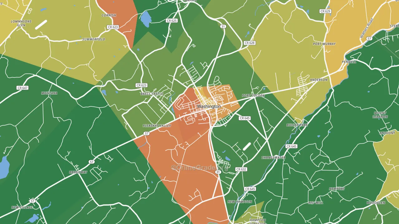 Washington, NJ Map of Drug-Related Crime Rates