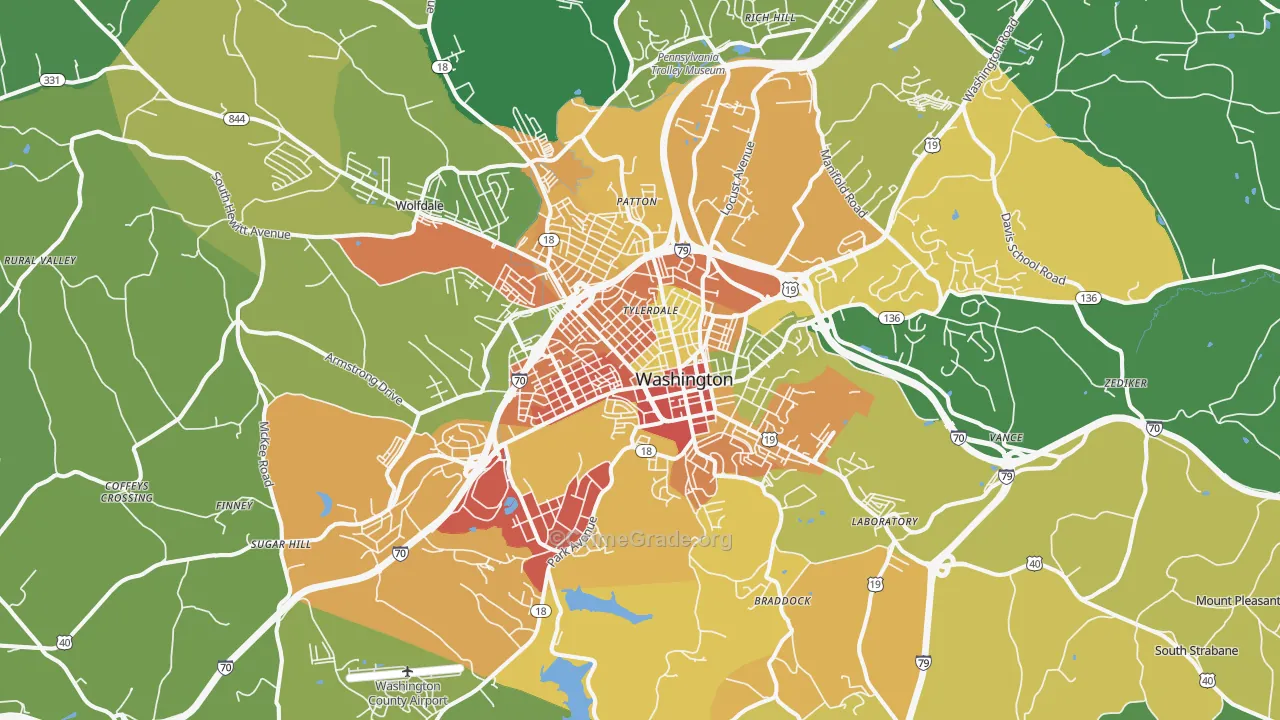Washington, PA Map of Drug-Related Crime Rates
