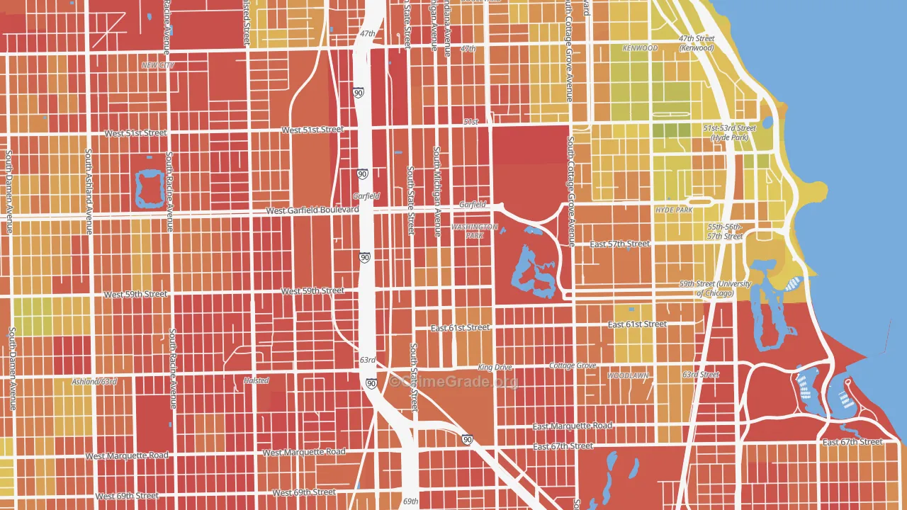 Washington Park, Chicago, IL Map of Drug-Related Crime Rates