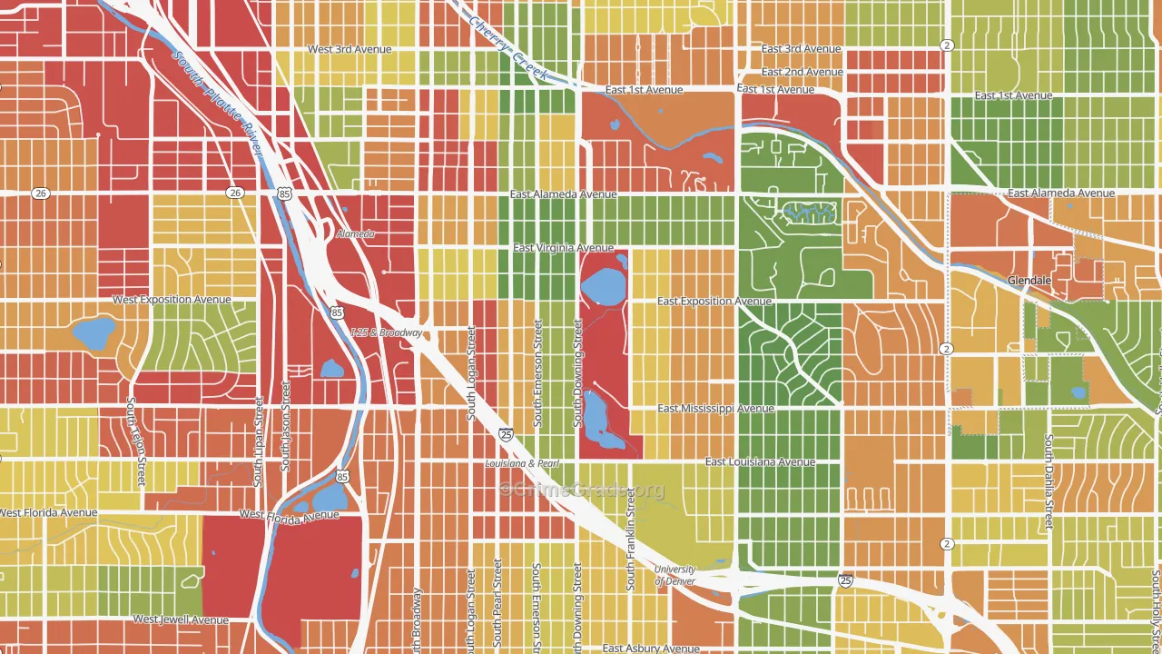 Washington Park, Denver, CO Map of Drug-Related Crime Rates